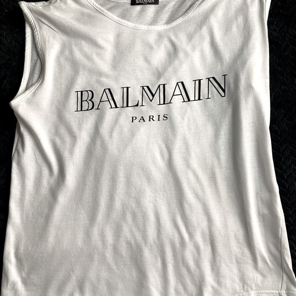 Balmain Paris - white tank top shirt with buttons- used - Picture 2 of 8